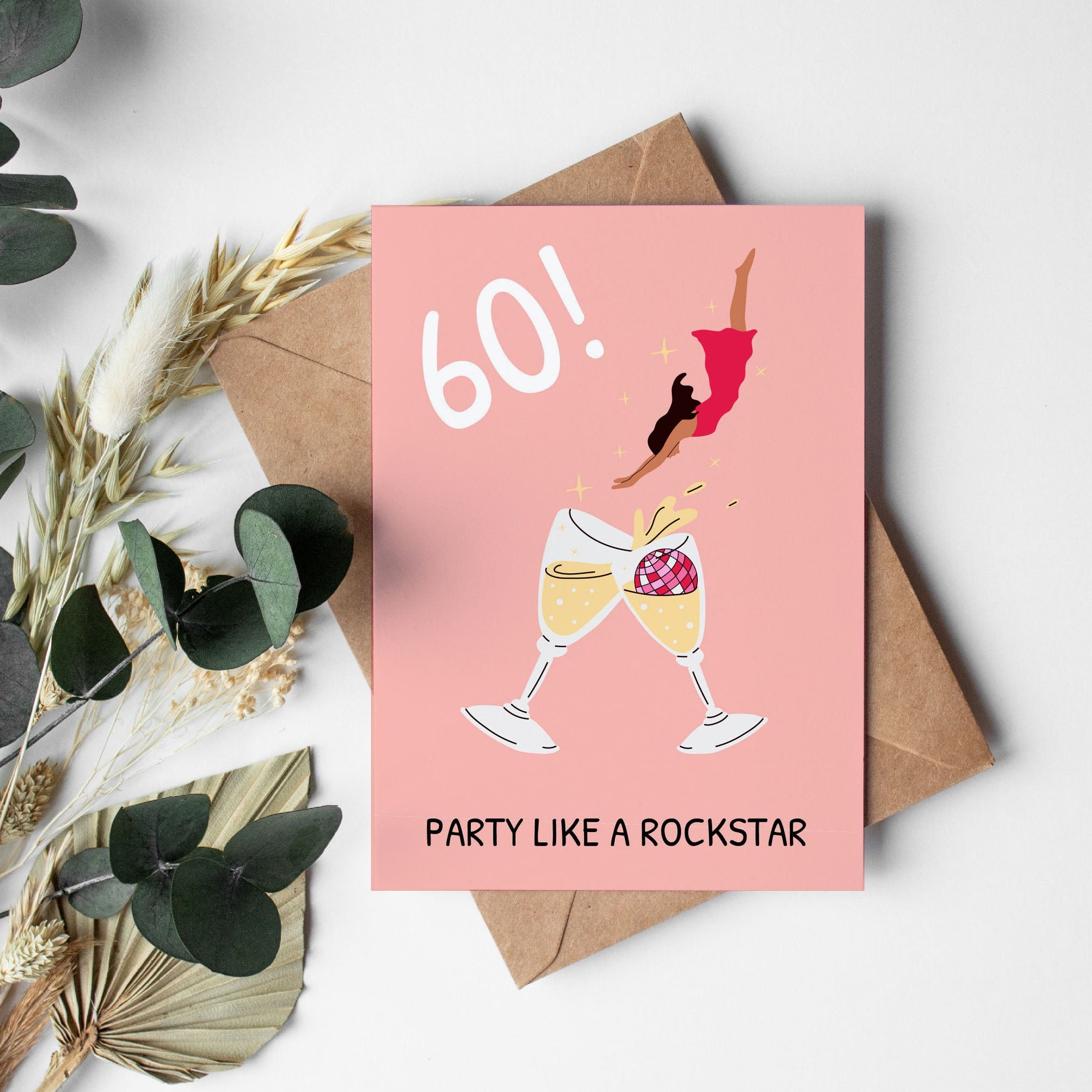 Geburtstagskarte: 60 Geburtstag PARTY LIKE A ROCKSTAR
